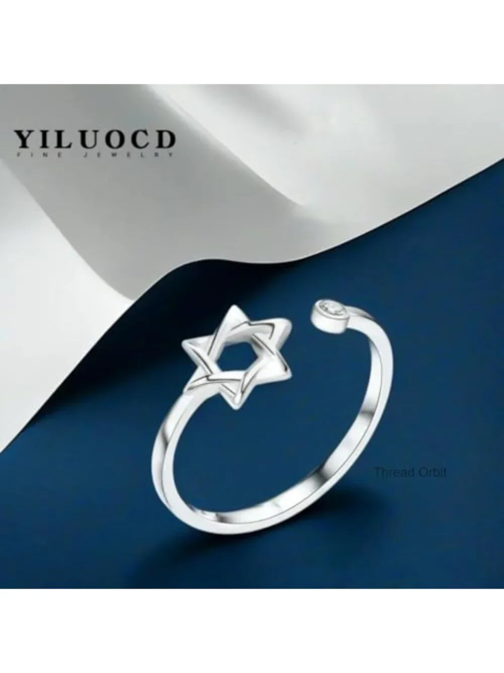 Gold Plated Star of David Zircon Adjustable Ring